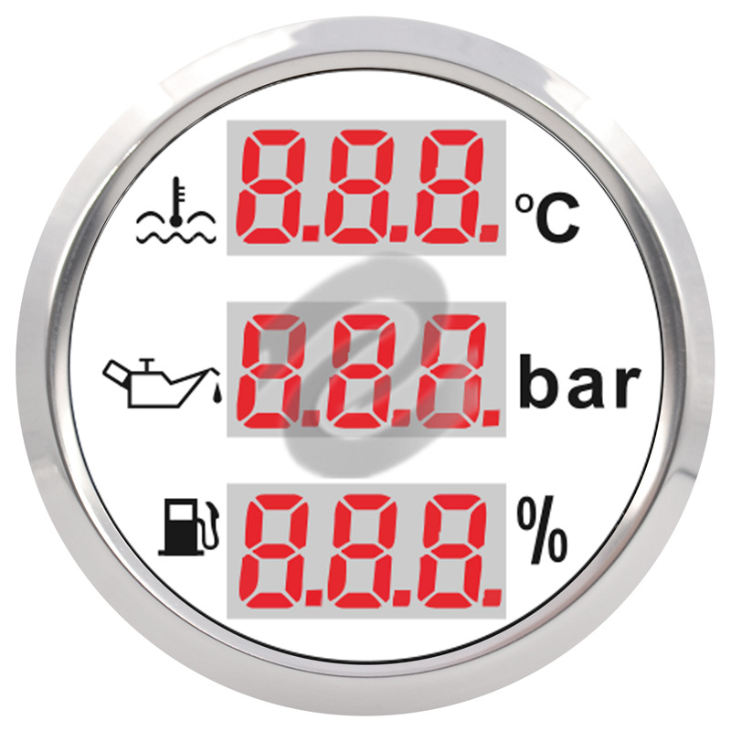 数显水温/油量/油压表 52mm通用仪表  数字游艇船用温度表车船用