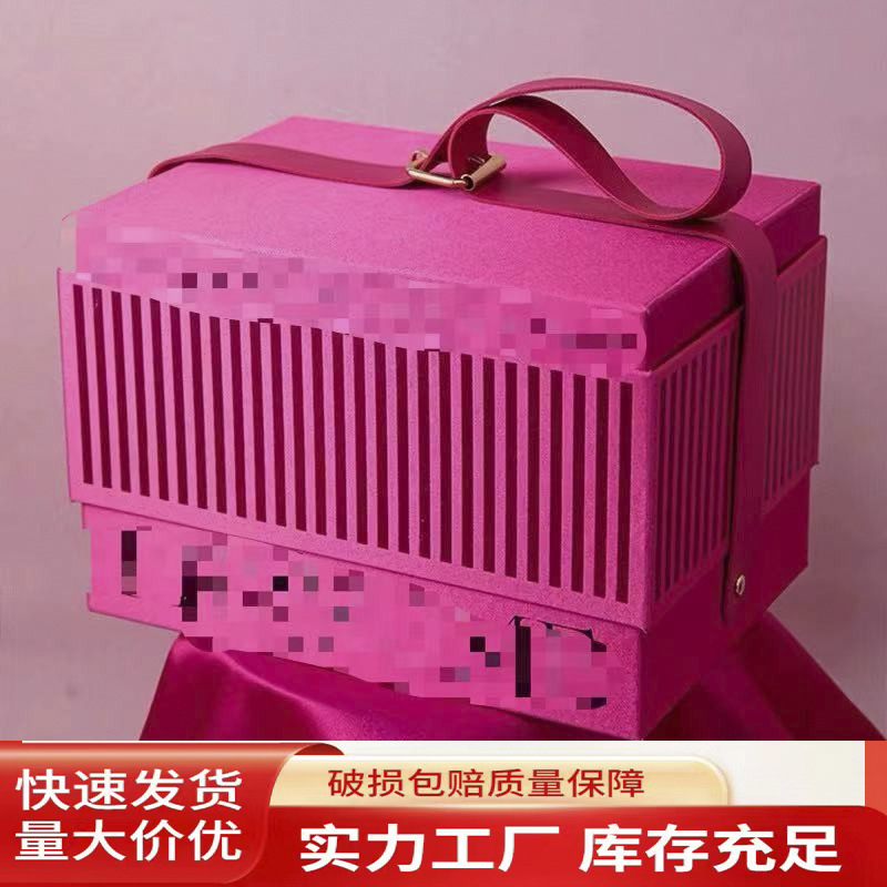 鎏金玉玺多巴胺伴手礼盒轻奢高级时尚伴娘礼物pu皮扣手提盒空盒08