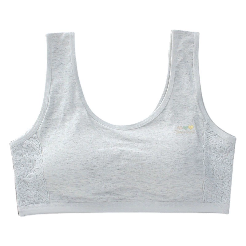 Бюстгальтер для девочек, кружевной жилет, фиксированная чашка, обернутая Женская грудь, период развития средней школы, 9 студентов, нижнее белье из чистого хлопка От 10 до 15 лет