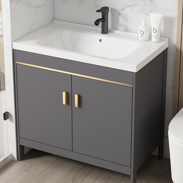 落地式太空铝浴室柜洗脸盆洗手盆柜组合陶瓷卫生间阳台洗漱台面盆