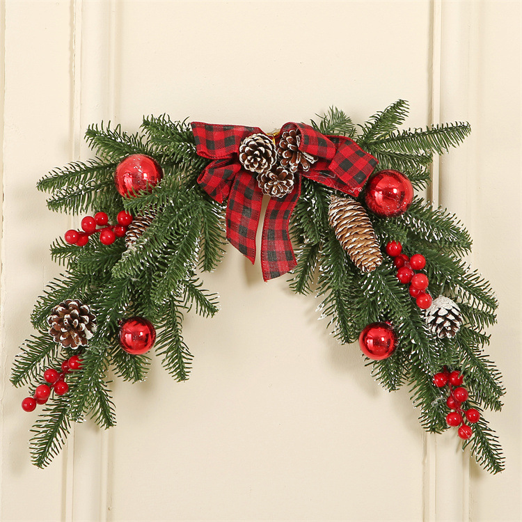 Decoraciones navideñas transfronterizas PE guirnalda de Navidad simulación ratán árbol de Navidad diseño de ventana puerta colgante de pared diseño
