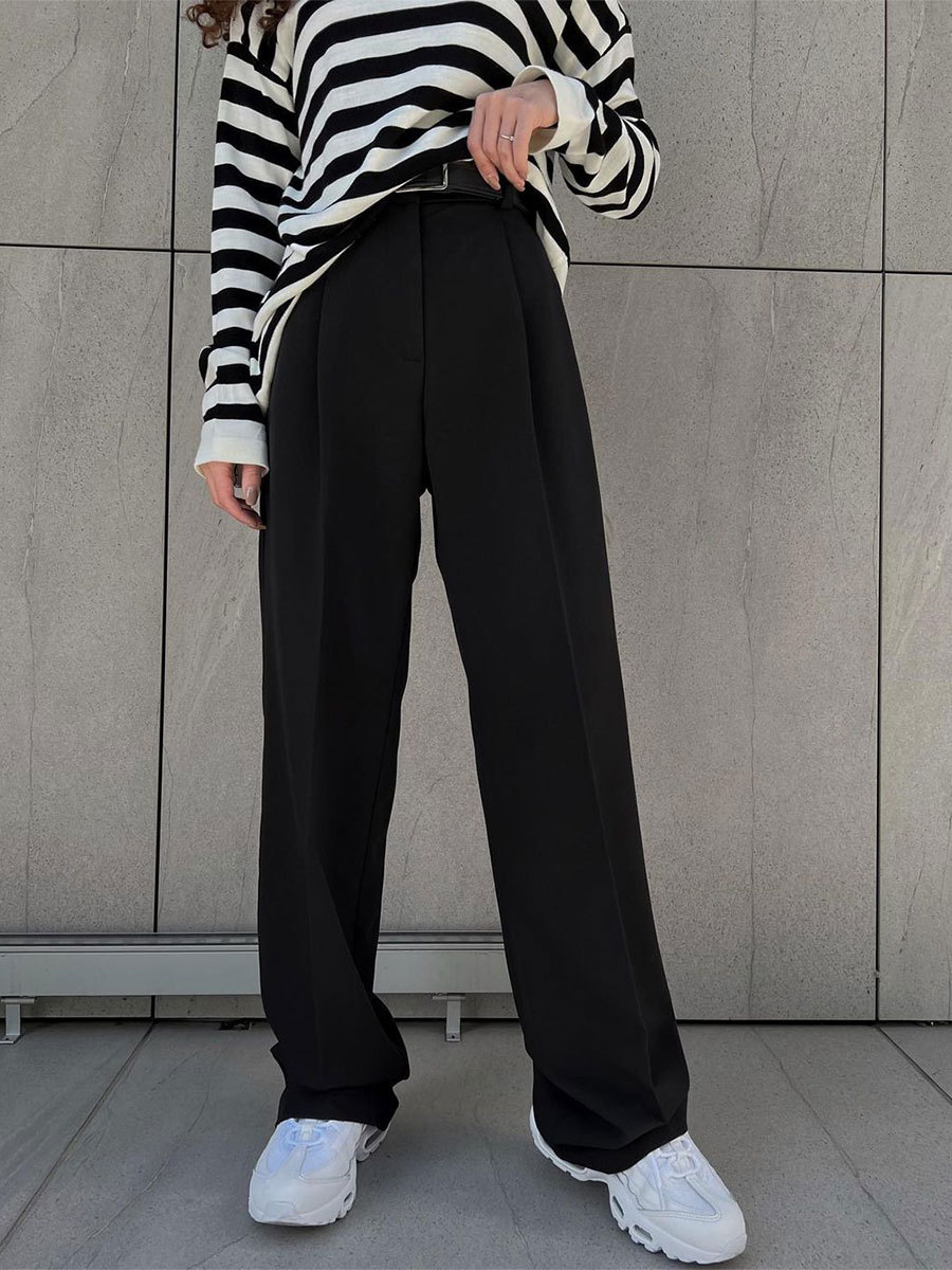 Pantalones de traje cruzados europeos y americanos, primavera-verano 2025, nuevos pantalones de traje de pierna recta, holgados y casuales para mujer, ideales para ir al trabajo. image 3