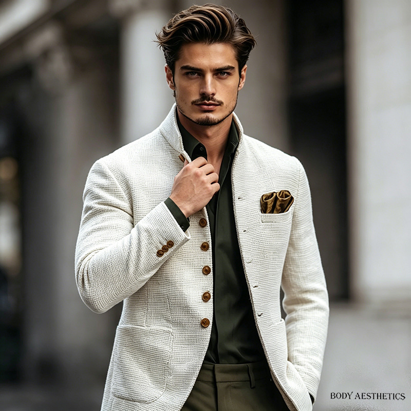 Cross-Border Autumn and Winter Windbreaker Men's Coat Trendy Fashion Dragon and Phoenix Woolen Mid-Length Coat Woolen Coat