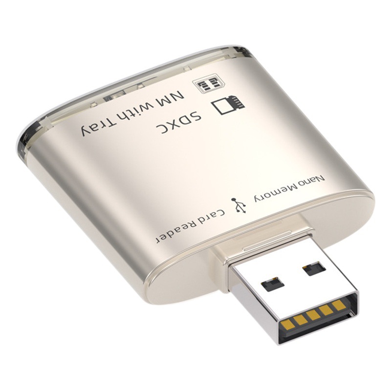 Nuevo NM lector de tarjetas multifunción USB ordenador SD tarjeta dual metal dos en uno lector de tarjetas fábrica al por mayor