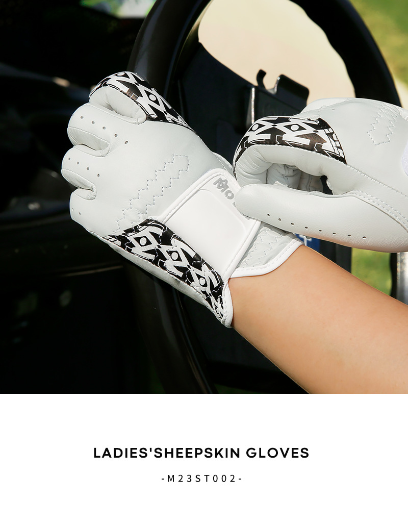 Găng tay golf nữ da cừu thật chống trượt thoáng khí Velcro — Cỡ 20 chi tiết 8