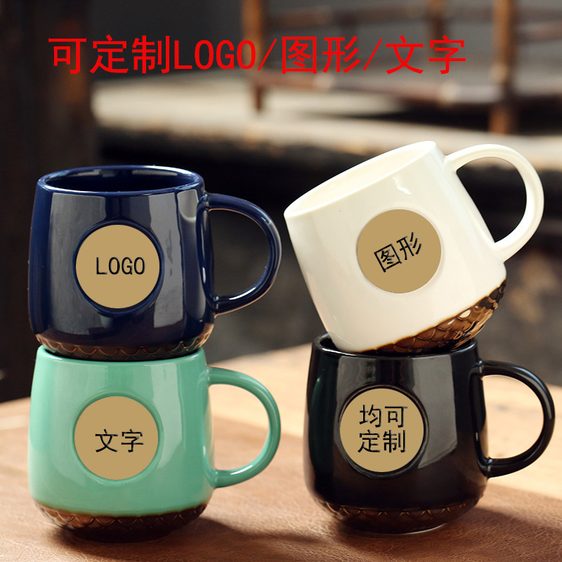陶磁器のコップは銅片の銅メダルのコーヒーカップの星の巴風を持って魚のうろこのマグカップの卸売りを印刷することができます。|undefined