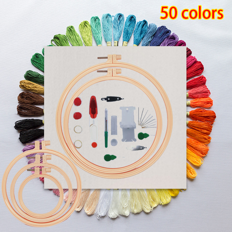 Provide 100 fixed colors of cross-stitch floss with 100 spools, each 8 meters long, 6 strands per spool, cotton thread for poking and stitching.