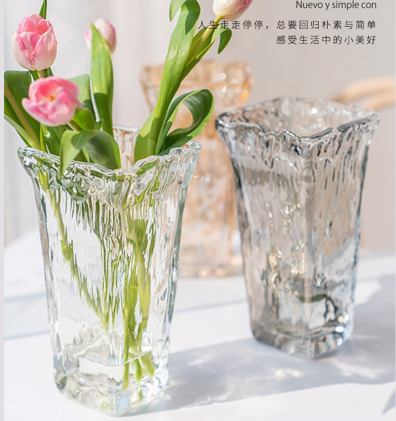 西班牙風格吹制插花玻璃花瓶北歐歐式透明客廳擺件現代簡約水培