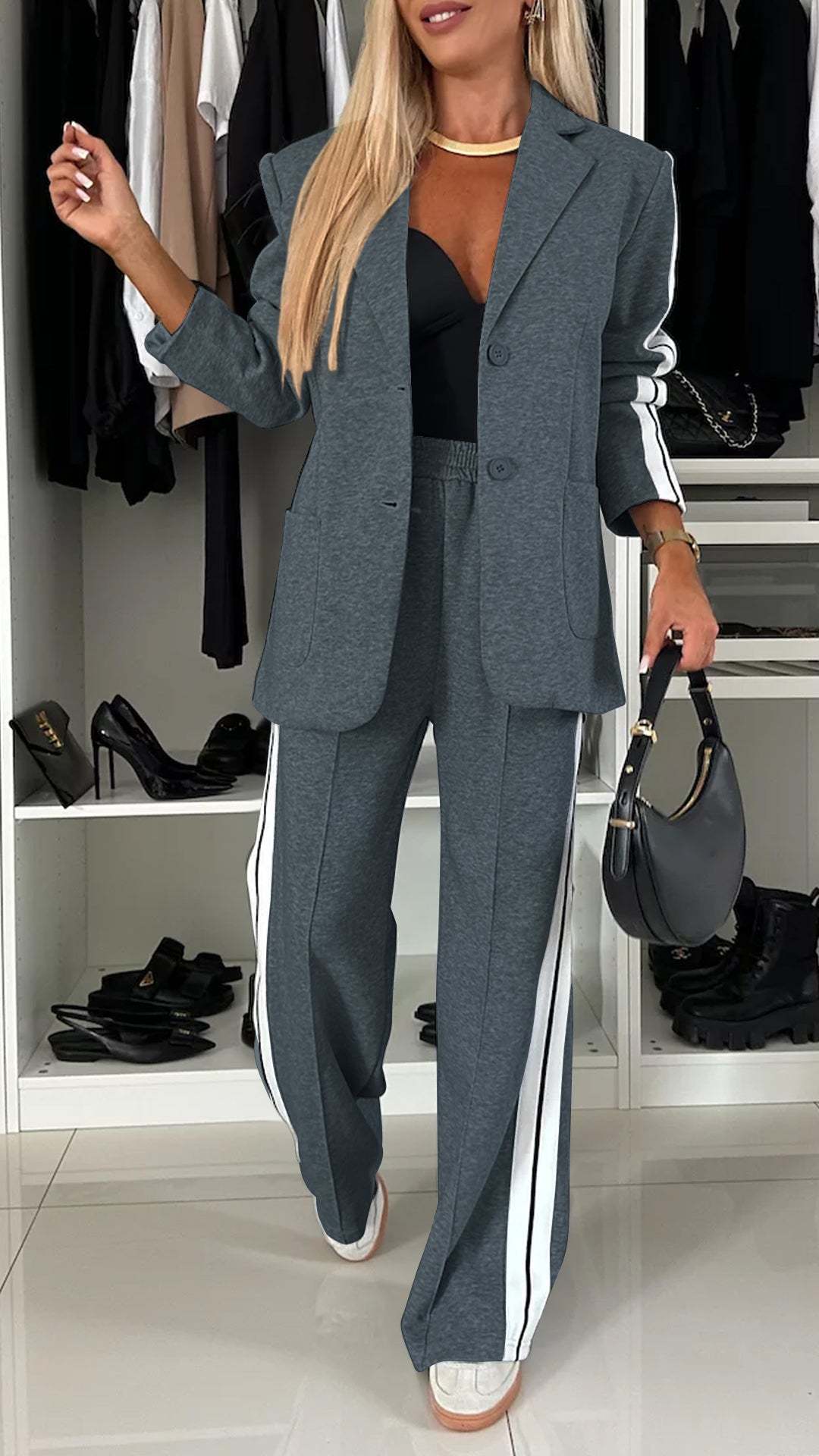 Damen Shorts Set Langarm Für Herbst Und Winter_voghion.com