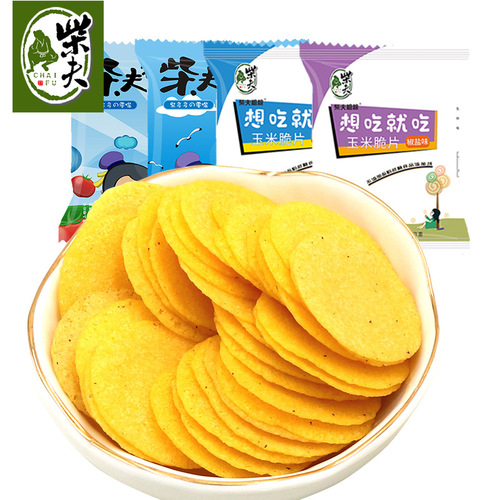 Chaifu non-fried thin crispy corn crisps multi-flavor seaweed pepper salt tomato spicy whole grain potato chips snacks