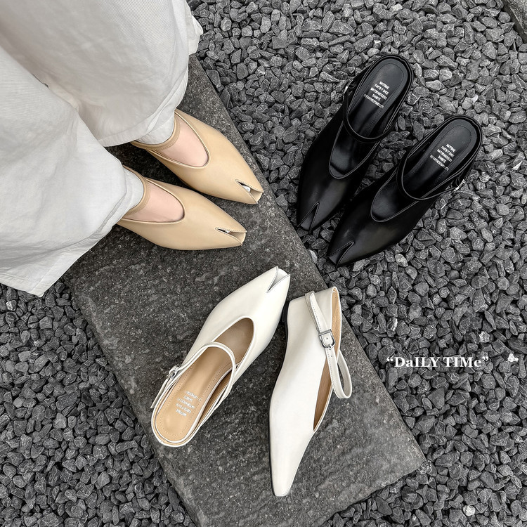 Sandal nữ hở mũi gót nêm cao da bò tăng chiều cao quai ngang — màu đen, màu trắng, màu mơ chi tiết 57