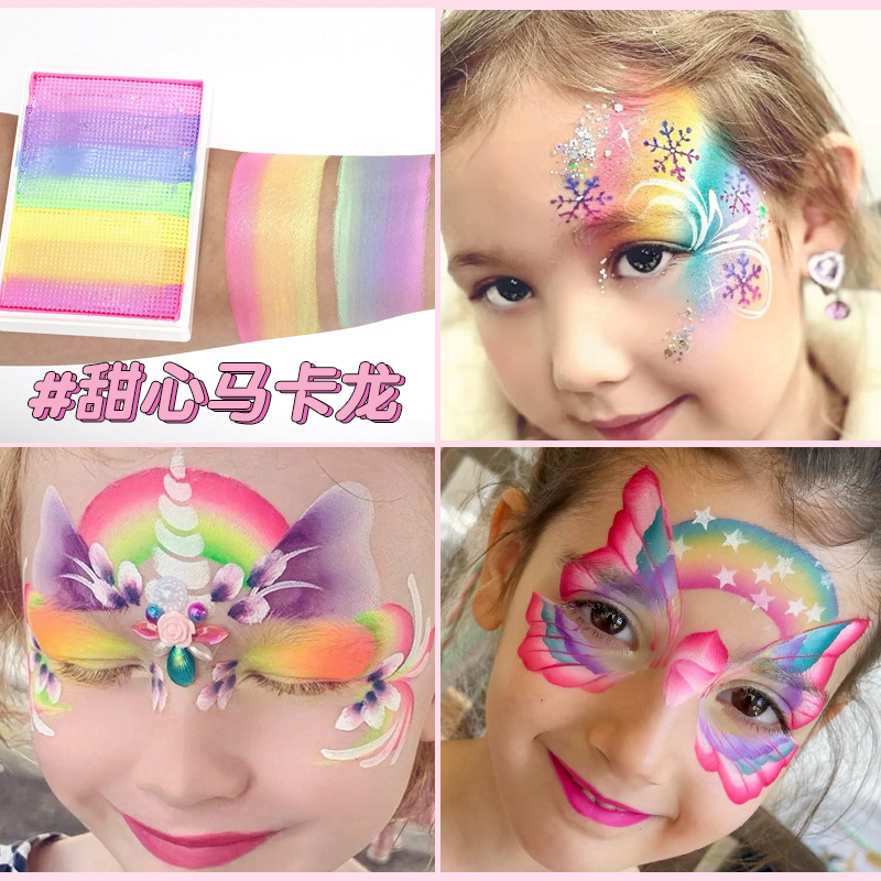 50g 6 colores a juego Arco Iris tira cara pintura a base de agua color a juego pigmento lavable cuerpo Arco Iris Cara color cubierta