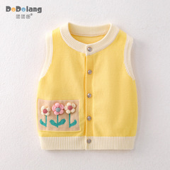 Baby Cotton Soft and Delicate Sweater for 2023 Autumn - Children's Back Shirt Infant Vest with Sweet Flowers