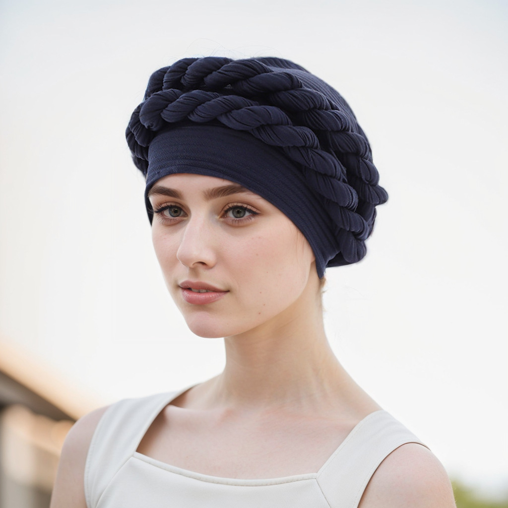 Uus Baotou müts punutud müts Linasest kortsutatud punutud moslemimüts_voghion.com