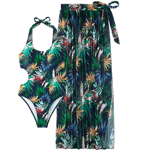 Printed new  European and American sexy bikini three-piece set slim vacation beach bikini swimsuit for women export