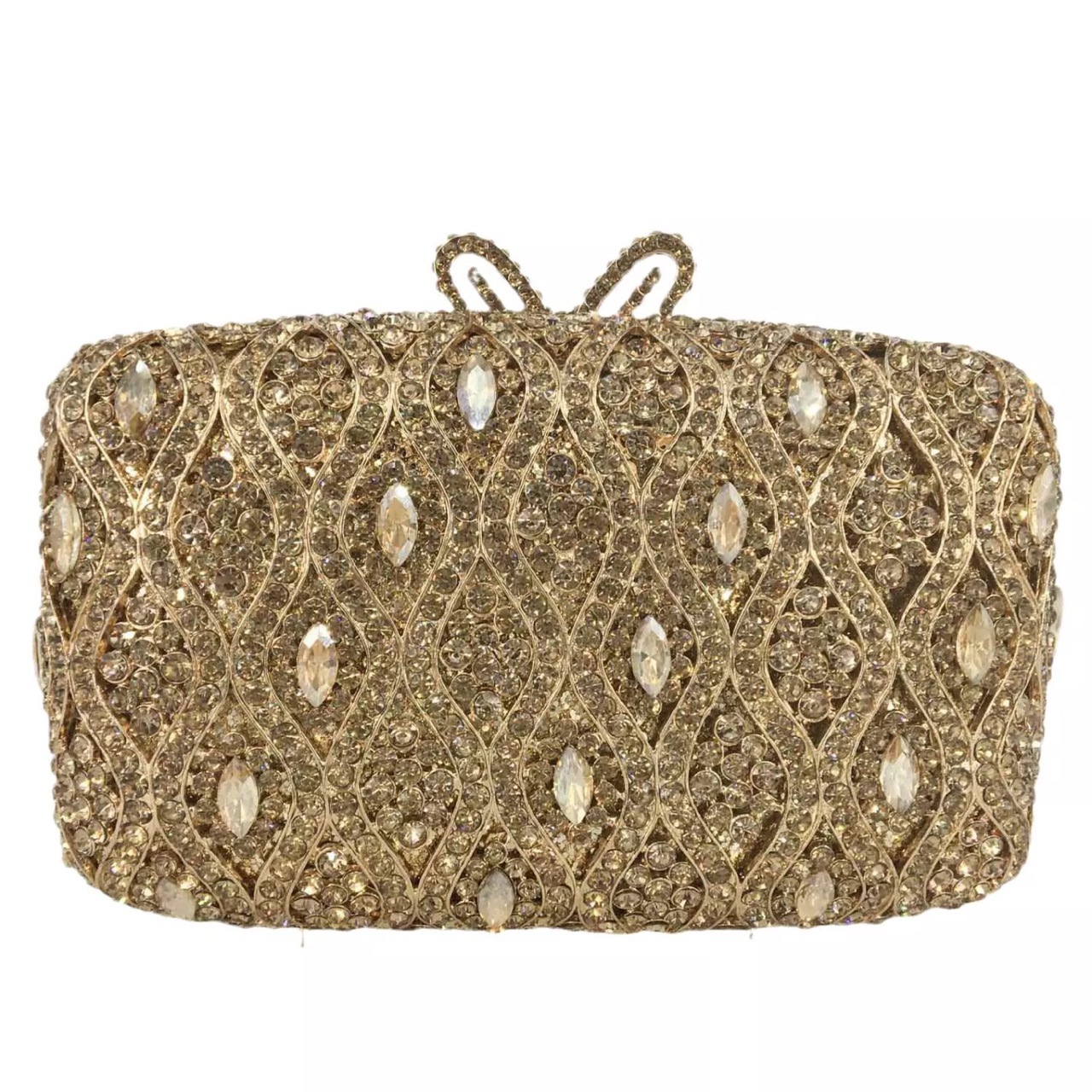 Túi clutch nữ đính đá kim cương dự tiệc phong cách Âu Mỹ — Vàng kim AB