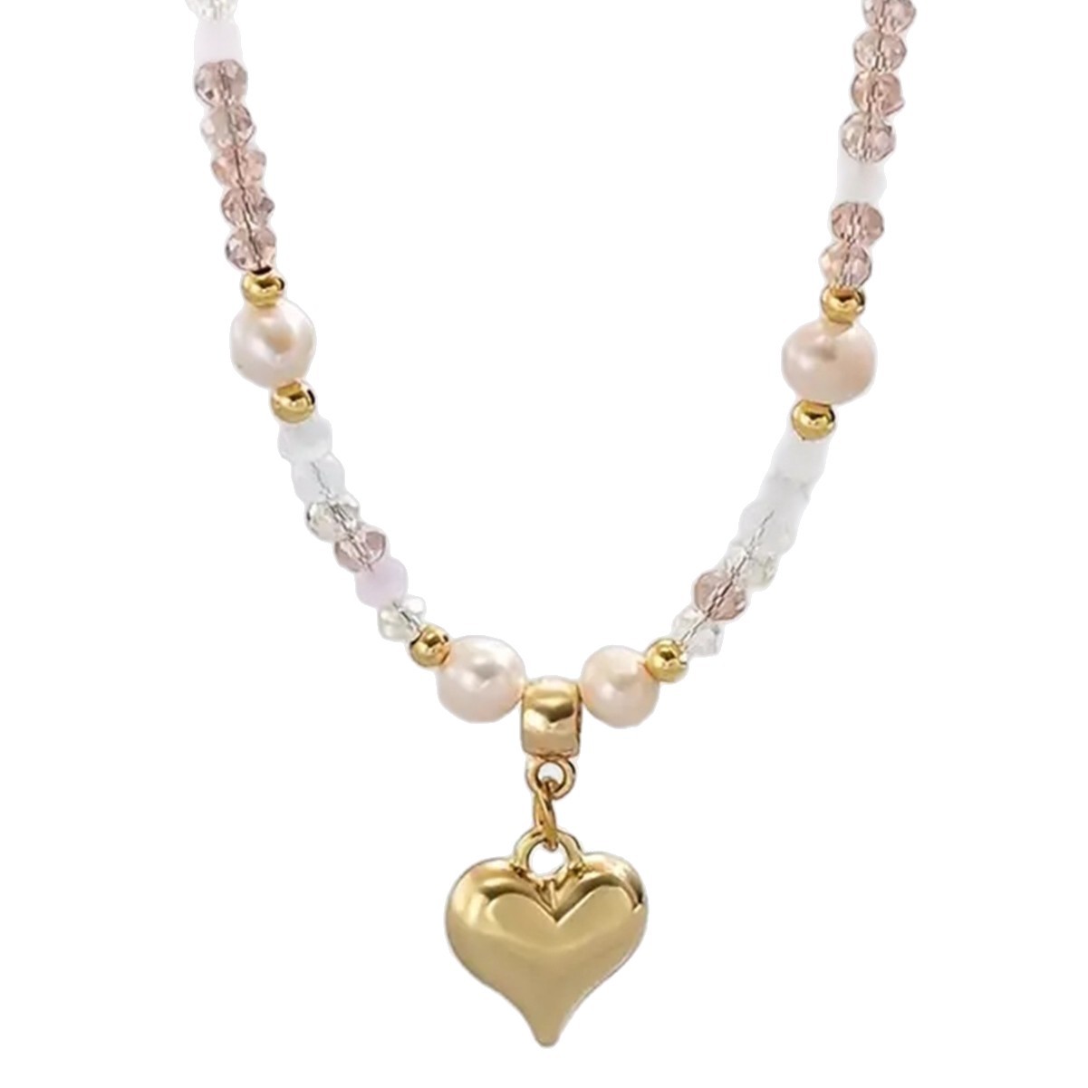 Collier cœur avec perle d eau douce pour femme style chic_voghion.com