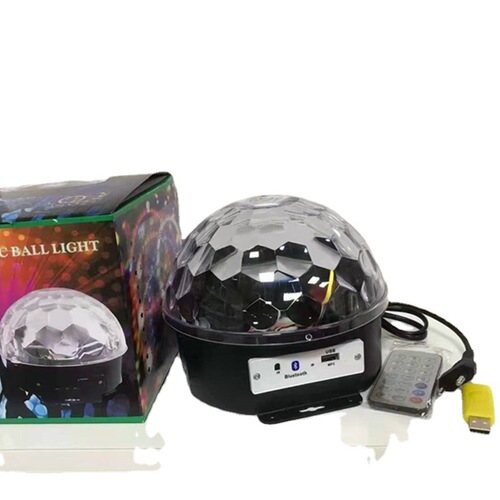 Bluetooth Voice Control Magic Ball Light, 7-Color Magic Ball Rotating Light, MP3 Flashlight, Remote Control Crystal Ball Stage Light