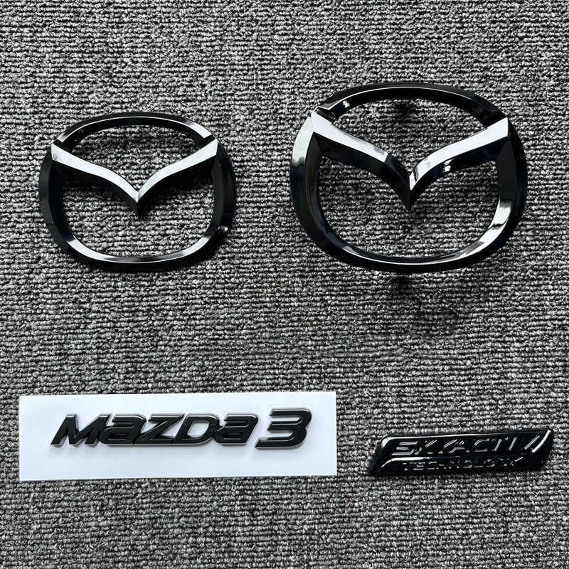 Suitable for Mazda 3 Axela Overseas Version Front and Rear Car Logo Black Warrior Modified Mazda3 Letter Logo Tail Logo