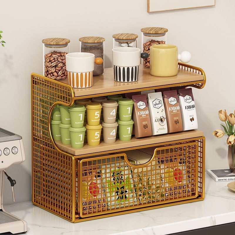 Casa sala de estar taza de agua almacenamiento estante café esquina comedor lado armario cocina mesa productos de cuidado de la piel bolsa de té estante de bocadillos