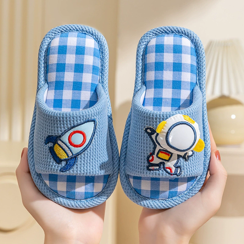 Детские тапочки льняный детский сад для девочек весной и осенью ребенок ребенок ребенок мальчик напольные нескользящие домашние туфли
