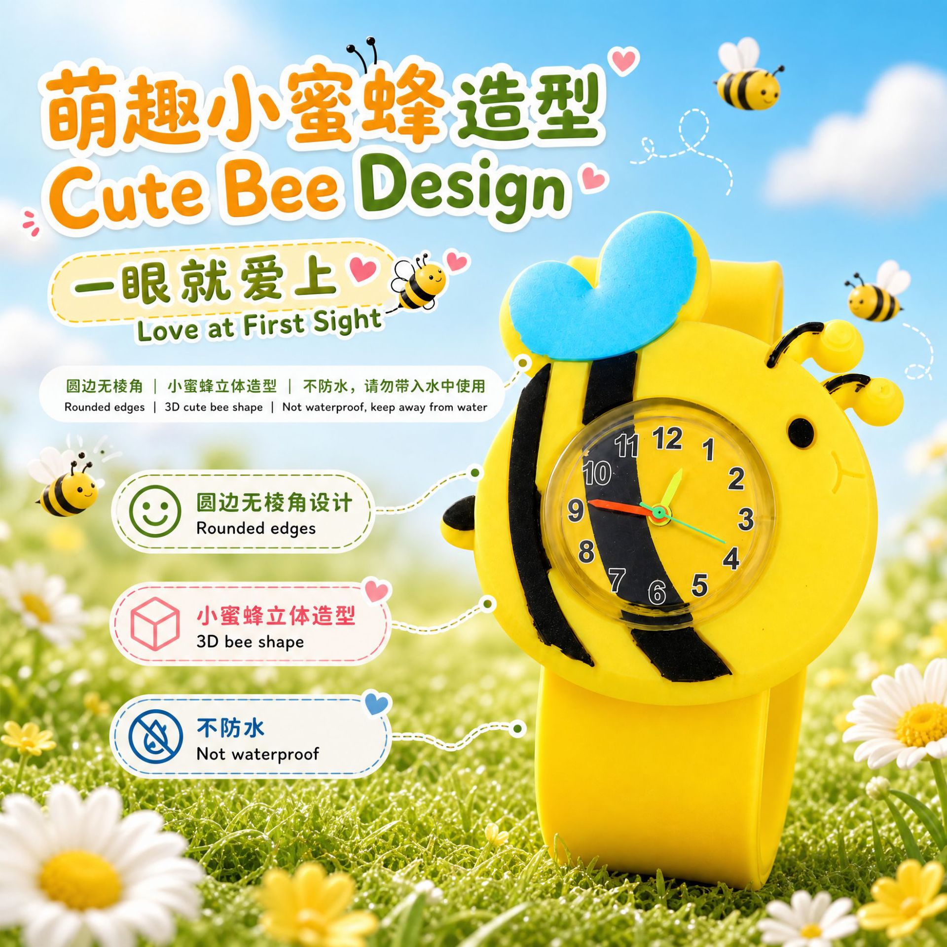 Cute Cartoon Bee Children's Watch, Cartoon Quartz Watch, Kindergarten Student Gift Wholesale