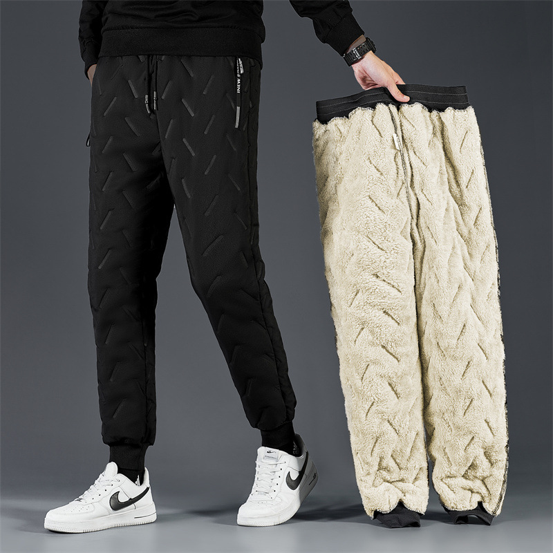 Pantalones de Cachemira invierno nuevos pantalones casuales gruesos forrados de lana de los hombres sueltos más tamaño pantalones largos de algodón cálido hombres