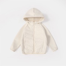 2025秋冬季新品儿童拼接轻薄款连帽羽绒服外套中大童短款上衣