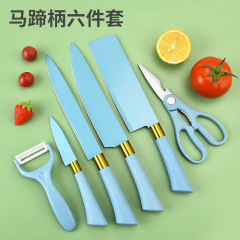 Cylinder rose gold pony handle six-piece set stainless steel knife set kitchen full set gift box set knife