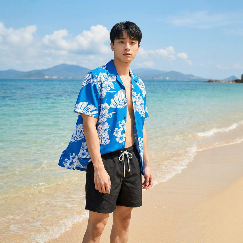 【Multi-Color Collection】Cross-Border Trendy Brand 26Ss High-Quality Hawaiian Sanya Seaside Beach Ice Silk Short-Sleeve Shirt 【Multi-Color Collection】Cross-Border Trendy Brand 26Ss High-Quality Hawaiian Sanya Seaside Beach Ice Silk Short-Sleeve Shirt