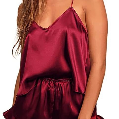 Cross-Border Women's Imitation Silk Pajamas V Neck Suspender Shorts Two-Piece Pajamas Sexy Fashion Home Wear Set