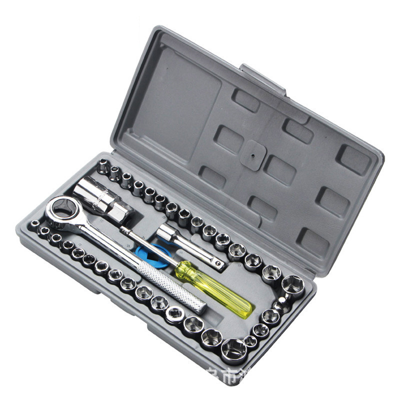 Juego de herramientas combinadas de 47 piezas con llave de trinquete para reparación automotriz, kit de reparación automotriz pequeño y grande, juego de herramientas para reparación de automóviles.