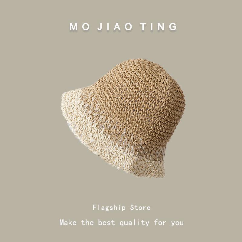 sombrero de paja de verano para mujeres vacaciones de playa transpirables no sofocantes balde de paja de color sombrero solar