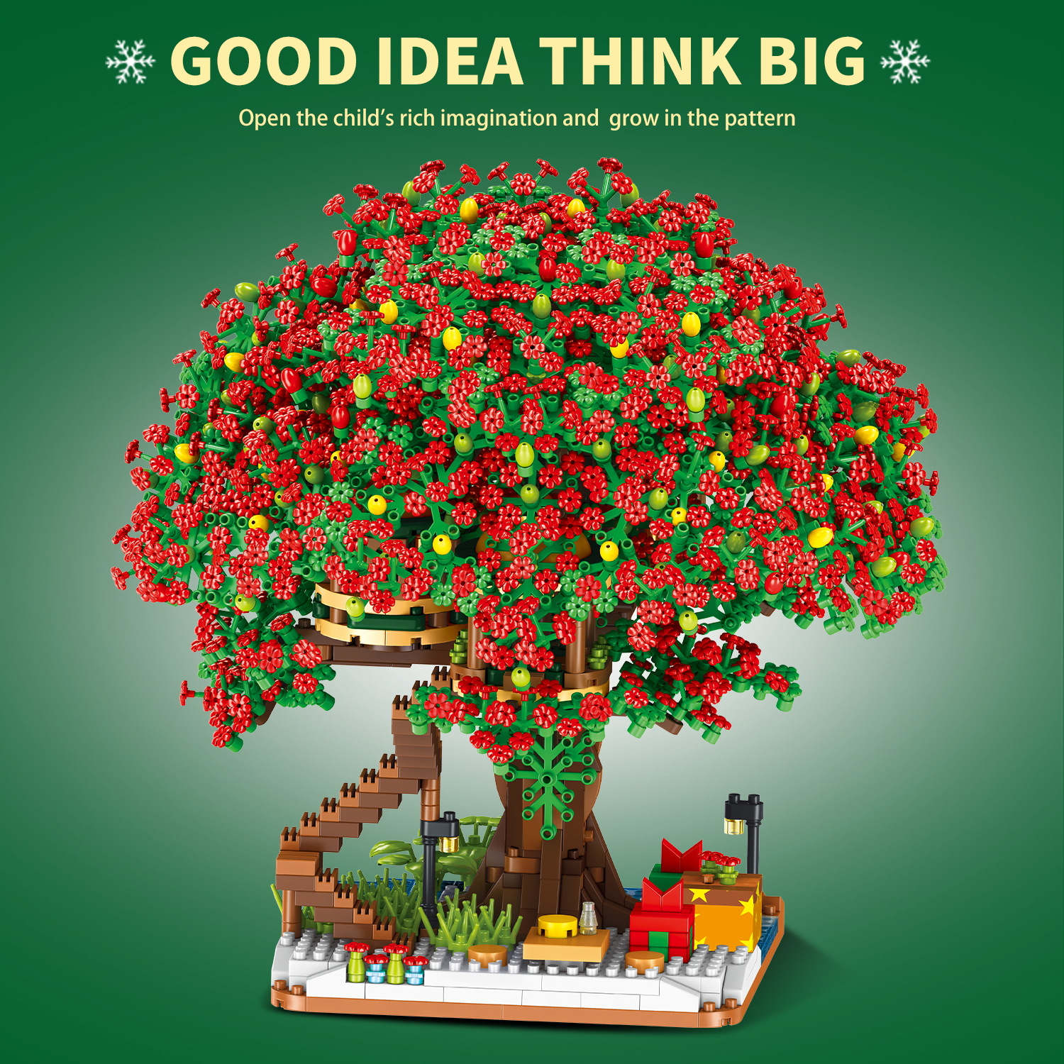 Casa de Árbol de Sakura 609, Bloques de Construcción de Micro Diamantes de Partículas Pequeñas, Juguete Educativo de Ensamblaje de Flores, Regalo para Niñas, Venta al por Mayor Transfronteriza