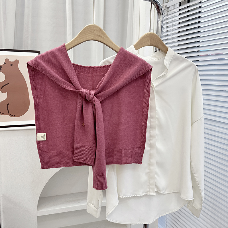 Nuevo estilo coreano Dongdamen sólido chale de punto para mujeres primavera y otoño con cardigans delgados de verano bufandas de nudos