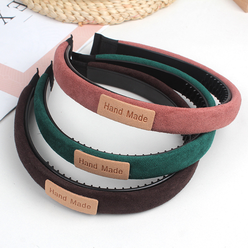 跨境髮飾復古絨布帶齒防滑發箍女 壓發氣質發卡外出頭飾簡約頭箍