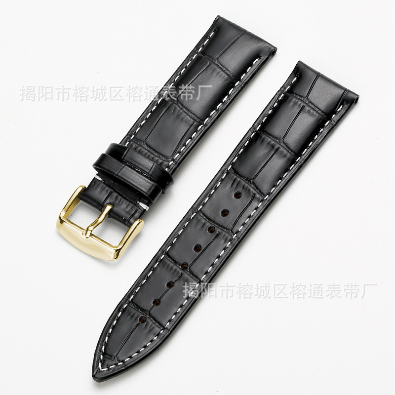 Suministro directo de fábrica primera capa de piel de vaca hebilla de reloj correa de bambú raya multi-color opcional hombres y mujeres 12 -- 24mm