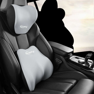 Car Seat Cushion, Long-Sitting Comfort Cushion, Waist support - gray-headrest