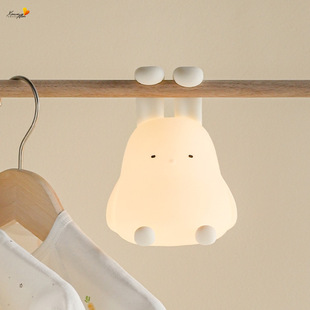 Creative New folding rabbit silicone night light hanging home decoration Net red curved rabbit ear LED light