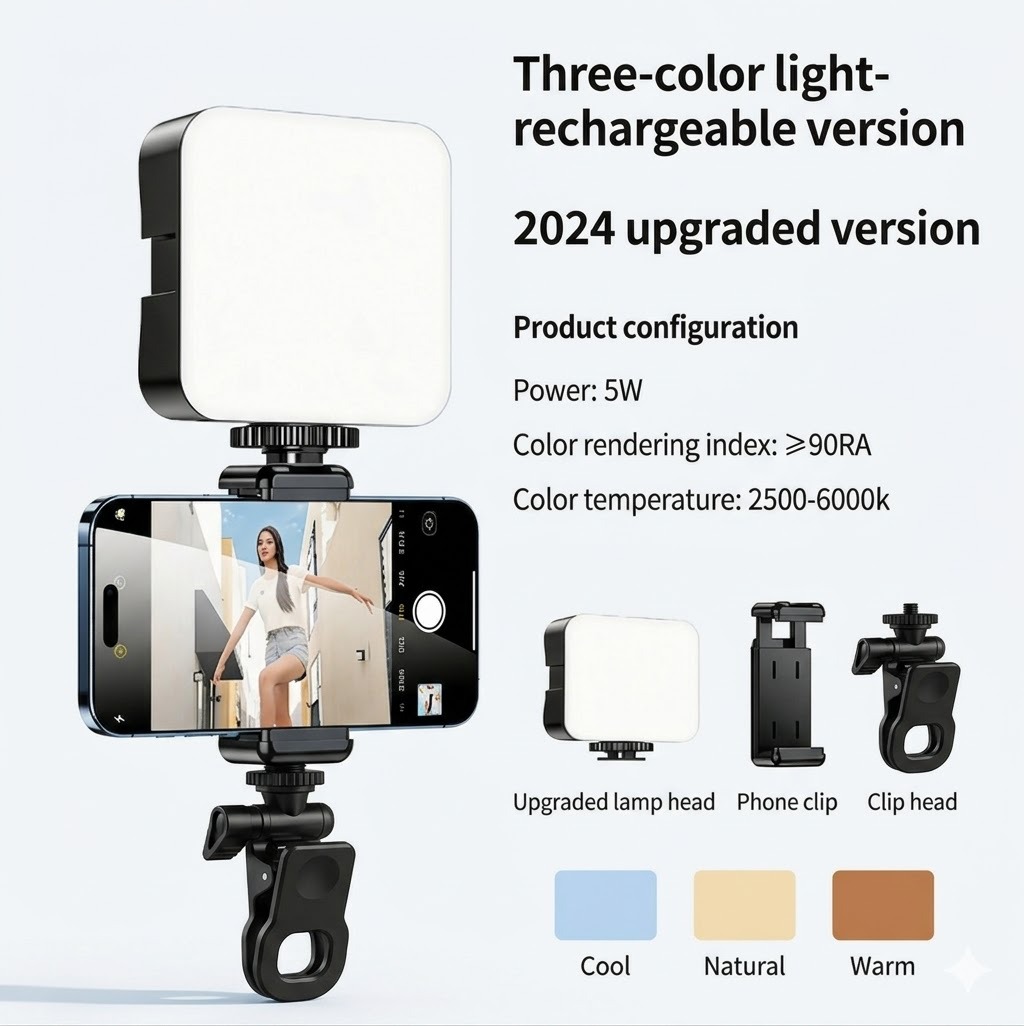 Lámpara de bolsillo mini portátil de tofu portátil de foto selfie fotográfica RGB iluminación de luz al aire libre image 14