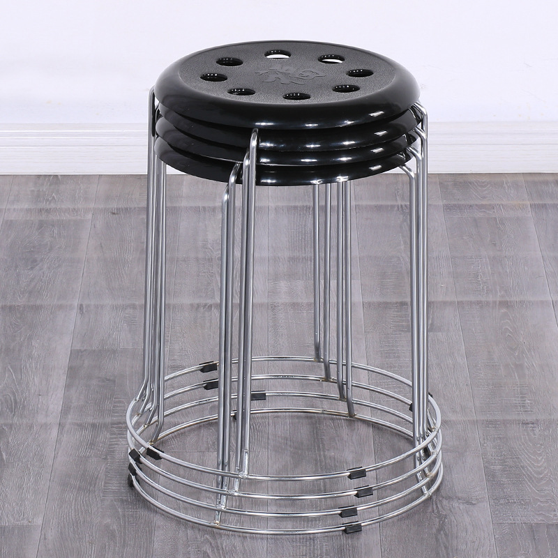 Taburetes redondos de madera sólida taburetes de acero inoxidable taburetes caseros apilables taburetes de hierro forjado dormitorio taburetes de comedor para adultos