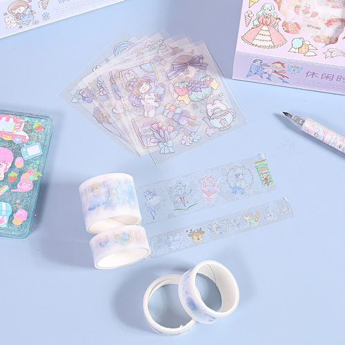 Cartoon cute handbook tape gift box for students and children diy washi tape creative decorative stickers