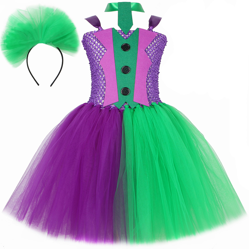 Abbigliamento per bambini Costumi per bambini di Halloween Il cavaliere oscuro Heath Ledger Batman Il Joker Gonna in tulle a rete per bambine_voghion.com