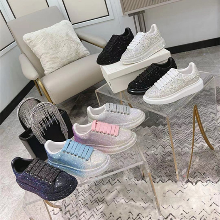 Rhinestone-Encrusted Black Diamond Star's New Height-Increasing Men's and Women's Couples' Genuine Leather Platform Shoes, Small White Shoes, Thick-Soled Women's Shoes Rhinestone-Encrusted Black Diamond Star's New Height-Increasing Men's and Women's Couples' Genuine Leather Platform Shoes, Small White Shoes, Thick-Soled Women's Shoes