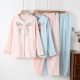 New Chinese-style Embroidered Pure Cotton Pajamas Double-layer Yarn Women's Spring and Autumn Summer Thin Long-sleeved Loose High-grade Home Clothes suit