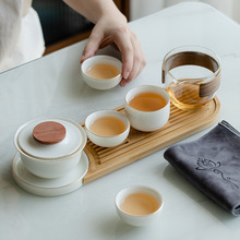 日式蓋碗旅行茶具小套裝便攜包快客杯便攜式戶外茶具禮品logo