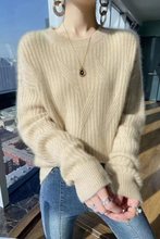 春夏新款圆领内搭宽松纯色毛衣针织衫女慵懒风短款时尚洋气打底衫