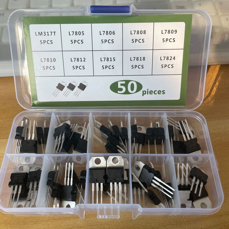 10 specifications 50PCs TO-220 L7805-L7824 series LM317T three-terminal voltage stabilizer tube set box