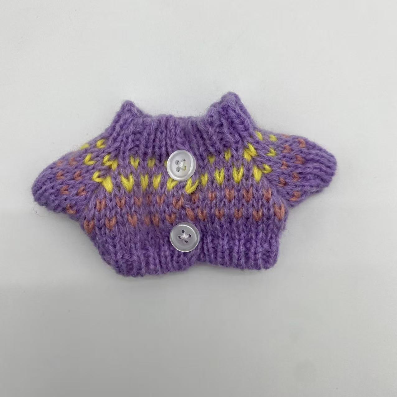 Purple Pattern Two-Button Sweater