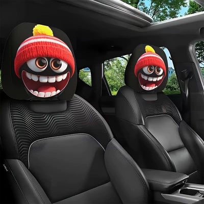 Universal seat cover — Cross-Border Hot-Selling Universal Cover - cartoon-red-hat-funny-expression-double-sided-printing-2-pack